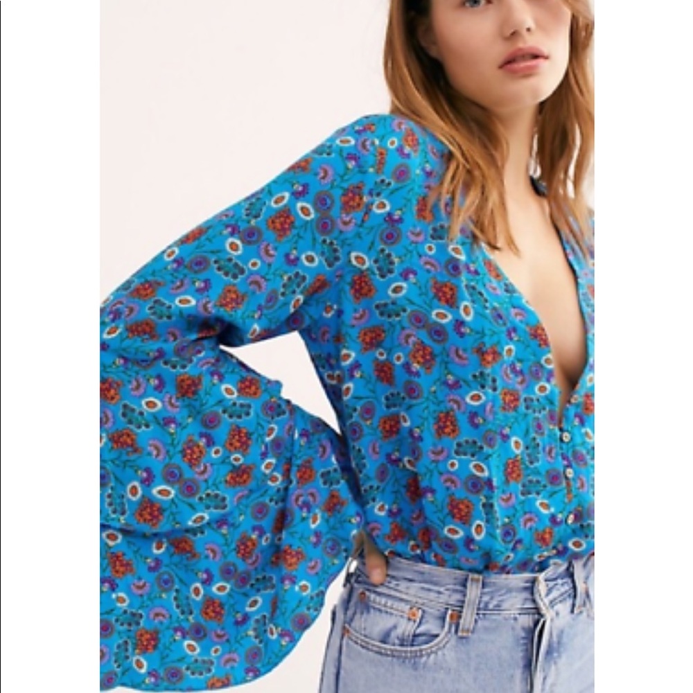 SOLD NWT Free People “She’s Dainty” Azure Bodysuit